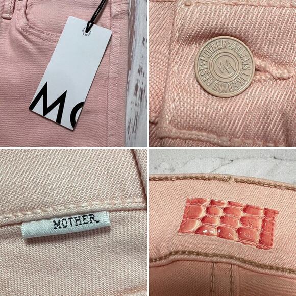 NWT Mother The Rascal Cuff Pop! Jeans SIZE 25 Just Peachy Pink Denim NEW - Picture 5 of 11